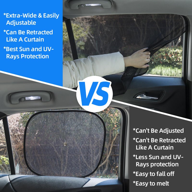 Aokway Magnetic Car Window Shades, Mesh Window Covers for Camping, UV Protection Car Curtains for Front & Rear Sunshade for car Window Baby, Universal Fit for Baby & Drivers (4Pcs) - Image 5